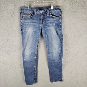 True Religion Jeans Womens Size 32 Denim Distressed Y2K USA Skinny Leg